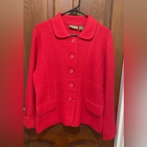 Jean Ashley women’s size Medium Red wool blend with details,buttons front Jacket